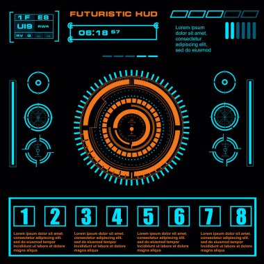Gelecekçi mavi sanal grafik dokunmatik kullanıcı arayüzü