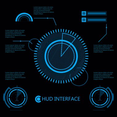 Gelecekçi mavi sanal grafik dokunmatik kullanıcı arayüzü