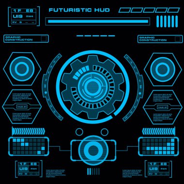Gelecekçi mavi sanal grafik dokunmatik kullanıcı arayüzü