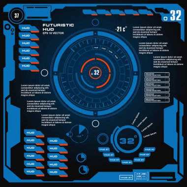 Gelecekçi mavi sanal grafik dokunmatik kullanıcı arayüzü
