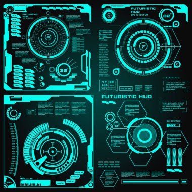 Gelecekçi yeşil sanal grafik dokunmatik kullanıcı arayüzü