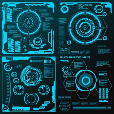 Gelecekçi mavi sanal grafik dokunmatik kullanıcı arayüzü