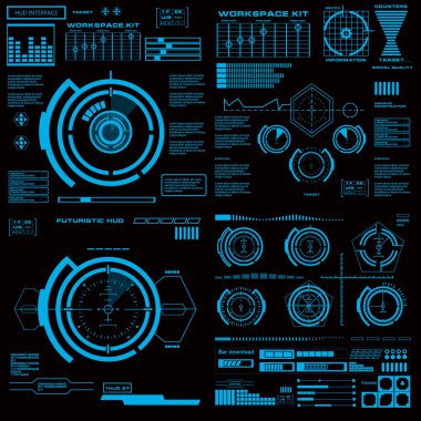 Gelecekçi mavi sanal grafik dokunmatik kullanıcı arayüzü