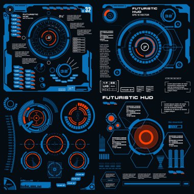 Gelecekçi mavi sanal grafik dokunmatik kullanıcı arayüzü
