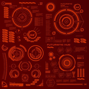 Gelecekçi kırmızı sanal grafik dokunmatik kullanıcı arayüzü