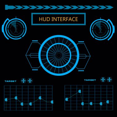 Gelecekçi mavi sanal grafik dokunmatik kullanıcı arayüzü