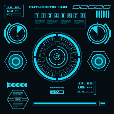 Gelecekçi mavi sanal grafik dokunmatik kullanıcı arayüzü