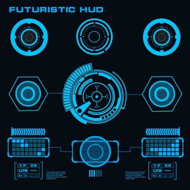 Gelecekçi mavi sanal grafik dokunmatik kullanıcı arayüzü