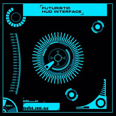 Gelecekçi mavi sanal grafik dokunmatik kullanıcı arayüzü