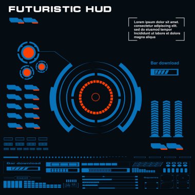 Gelecekçi mavi sanal grafik dokunmatik kullanıcı arayüzü