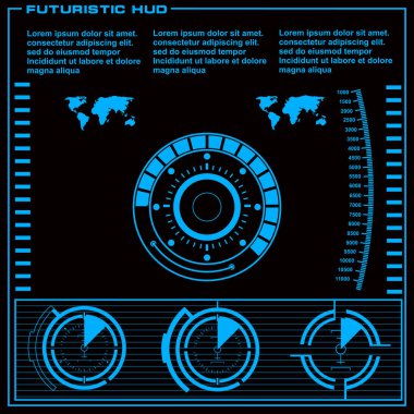 Gelecekçi mavi sanal grafik dokunmatik kullanıcı arayüzü