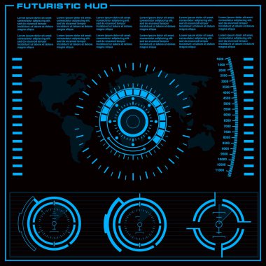 Gelecekçi mavi sanal grafik dokunmatik kullanıcı arayüzü