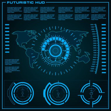 Gelecekçi mavi sanal grafik dokunmatik kullanıcı arayüzü