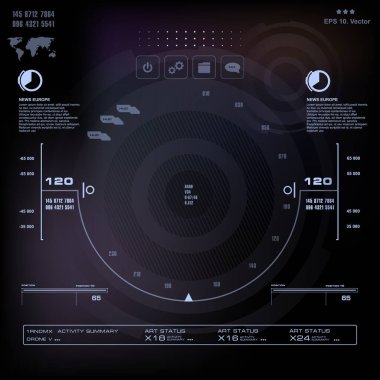 Gelecekçi mavi sanal grafik dokunmatik kullanıcı arayüzü