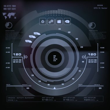 Gelecekçi mavi sanal grafik dokunmatik kullanıcı arayüzü