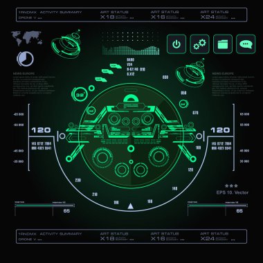 Gelecekçi mavi sanal grafik dokunmatik kullanıcı arayüzü