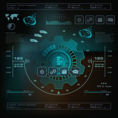 Gelecekçi mavi sanal grafik dokunmatik kullanıcı arayüzü