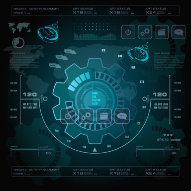 Gelecekçi mavi sanal grafik dokunmatik kullanıcı arayüzü