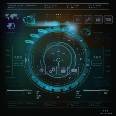Gelecekçi mavi sanal grafik dokunmatik kullanıcı arayüzü