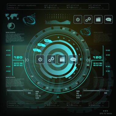 Gelecekçi mavi sanal grafik dokunmatik kullanıcı arayüzü