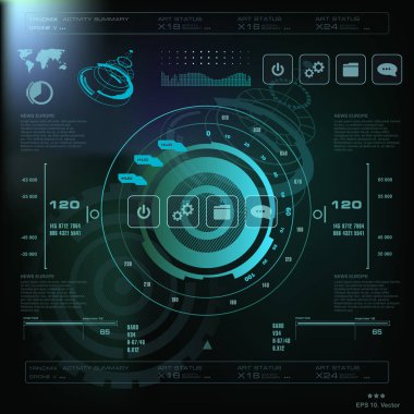Gelecekçi mavi sanal grafik dokunmatik kullanıcı arayüzü