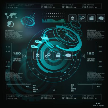Gelecekçi mavi sanal grafik dokunmatik kullanıcı arayüzü
