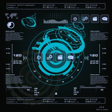 Gelecekçi mavi sanal grafik dokunmatik kullanıcı arayüzü