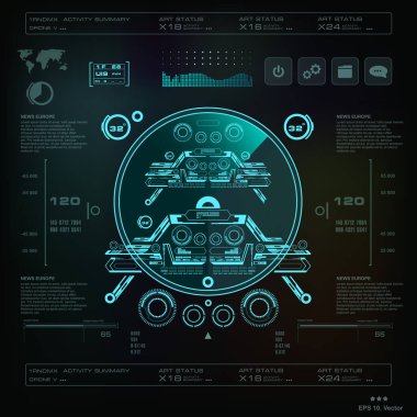 Gelecekçi mavi sanal grafik dokunmatik kullanıcı arayüzü