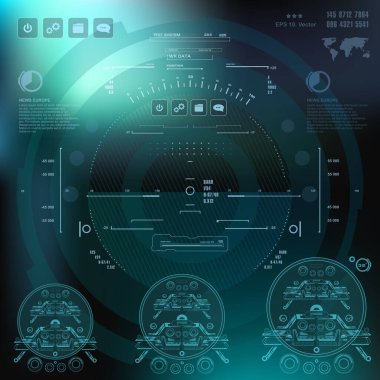 Gelecekçi mavi sanal grafik dokunmatik kullanıcı arayüzü