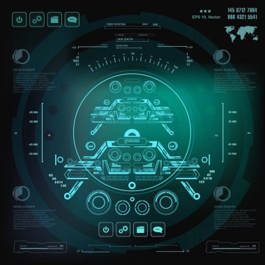Gelecekçi mavi sanal grafik dokunmatik kullanıcı arayüzü