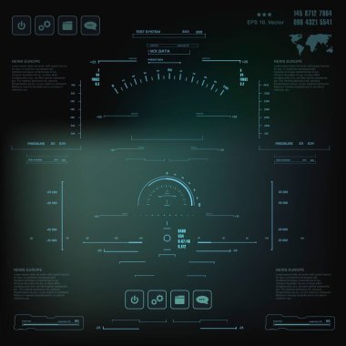 Gelecekçi mavi sanal grafik dokunmatik kullanıcı arayüzü