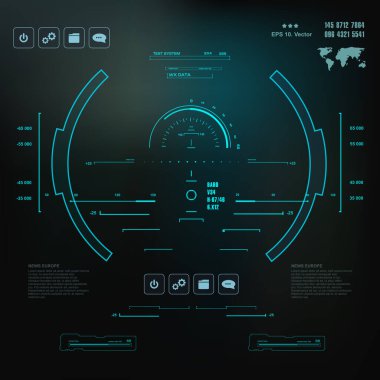 Gelecekçi mavi sanal grafik dokunmatik kullanıcı arayüzü