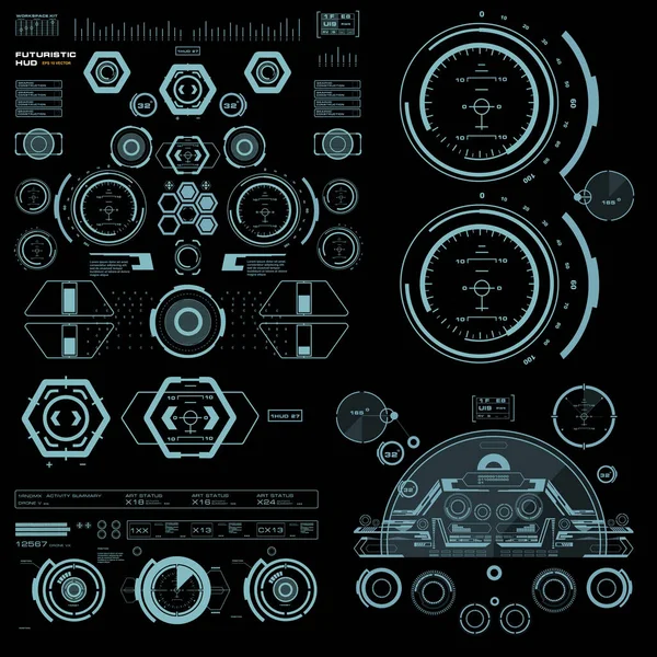 Interface Utilisateur Tactile Graphique Virtuelle Bleue Futuriste — Image vectorielle