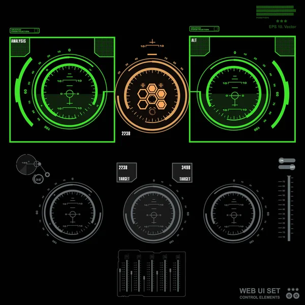 Interfaz Usuario Táctil Gráfica Virtual Azul Futurista — Vector de stock