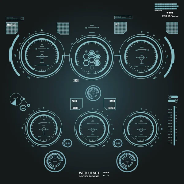 Футуристический Синий Графический Сенсорный Пользовательский Интерфейс — стоковый вектор