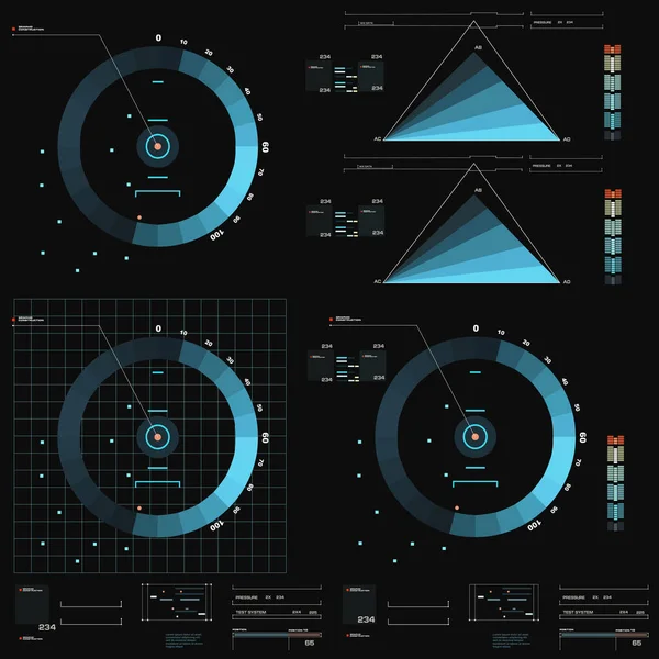 Futurista Azul Virtual Interface Usuário Toque Gráfico — Vetor de Stock