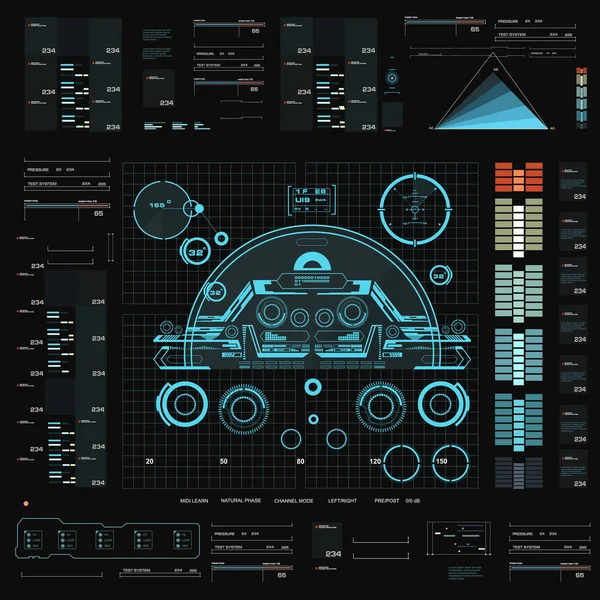 Interfaz Usuario Táctil Gráfica Virtual Azul Futurista — Vector de stock