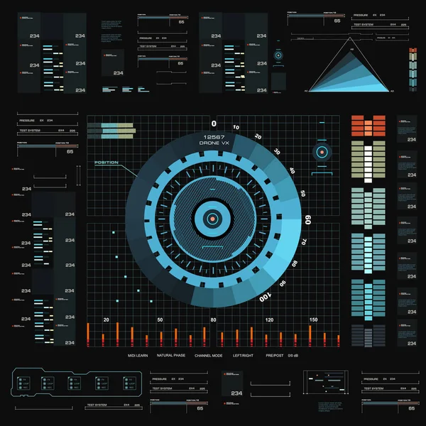 Futurisztikus Kék Virtuális Grafikus Érintés Felhasználói Felület — Stock Vector