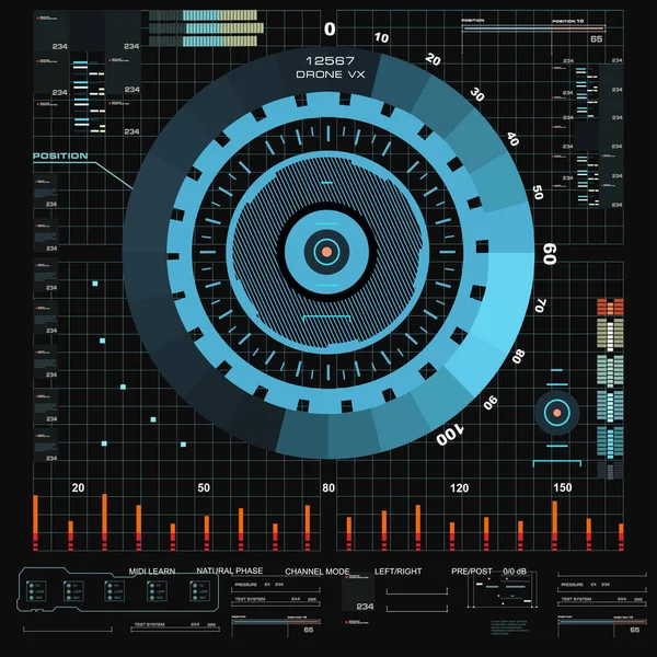 Футуристичний Синій Віртуальний Графічний Сенсорний Інтерфейс Користувача — стоковий вектор
