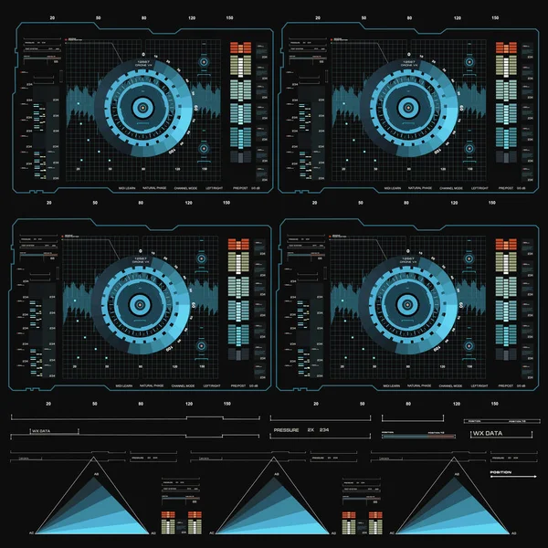 Futurista Azul Virtual Interface Usuário Toque Gráfico — Vetor de Stock