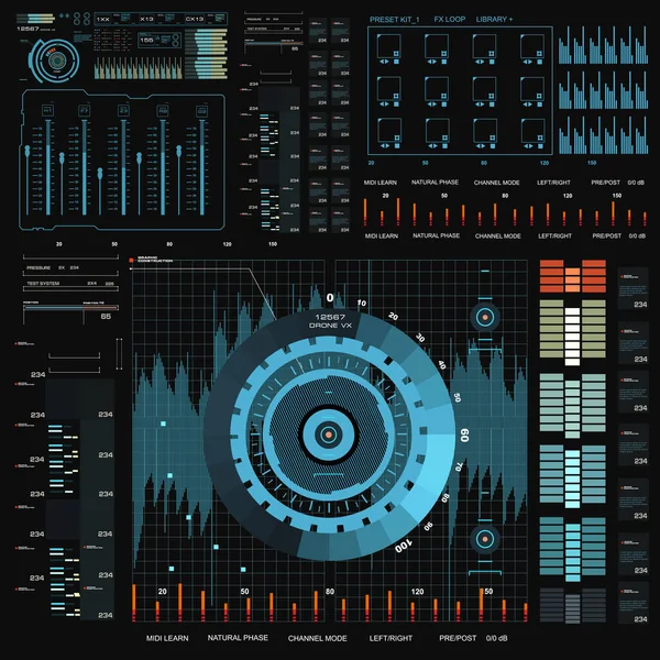 Gelecekçi mavi sanal grafik dokunmatik kullanıcı arayüzü