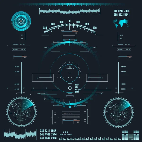 Futurista Azul Virtual Interface Usuário Toque Gráfico — Vetor de Stock