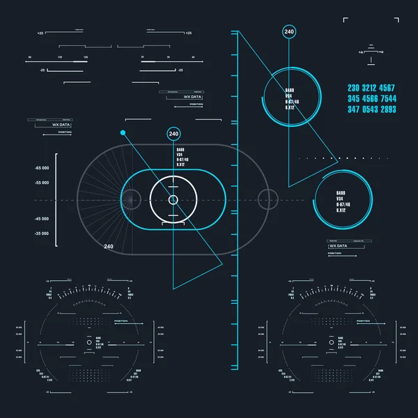 Futurystyczny Niebieski Wirtualny Graficzny Interfejs Użytkownika Touch — Wektor stockowy