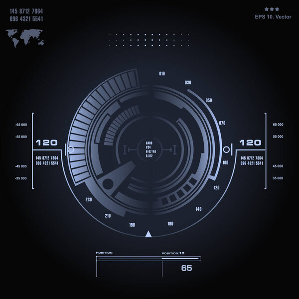 Футуристический синий графический сенсорный пользовательский интерфейс