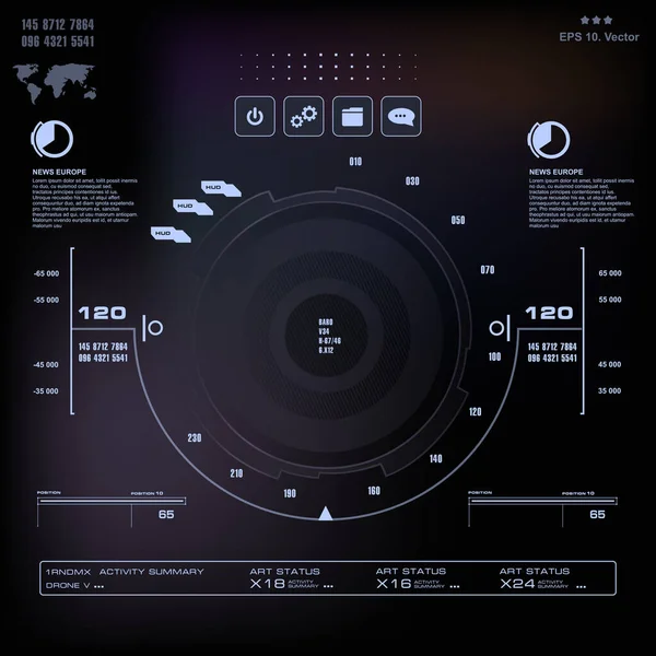 Futurista Azul Virtual Interface Usuário Toque Gráfico — Vetor de Stock