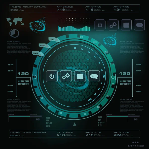 Interface Utilisateur Tactile Graphique Virtuelle Bleue Futuriste — Image vectorielle