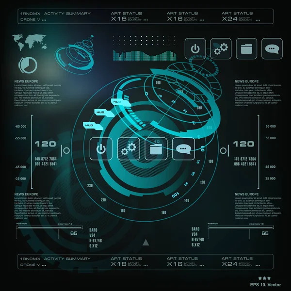 Futurista Azul Virtual Interface Usuário Toque Gráfico — Vetor de Stock