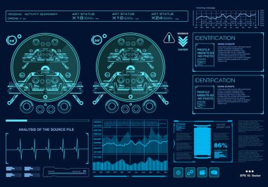 Gelecekçi mavi sanal grafik dokunmatik kullanıcı arayüzü