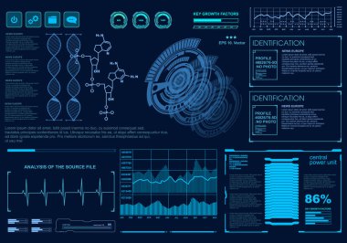 Gelecekçi mavi sanal grafik dokunmatik kullanıcı arayüzü