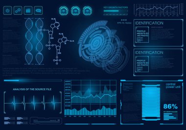 Gelecekçi mavi sanal grafik dokunmatik kullanıcı arayüzü